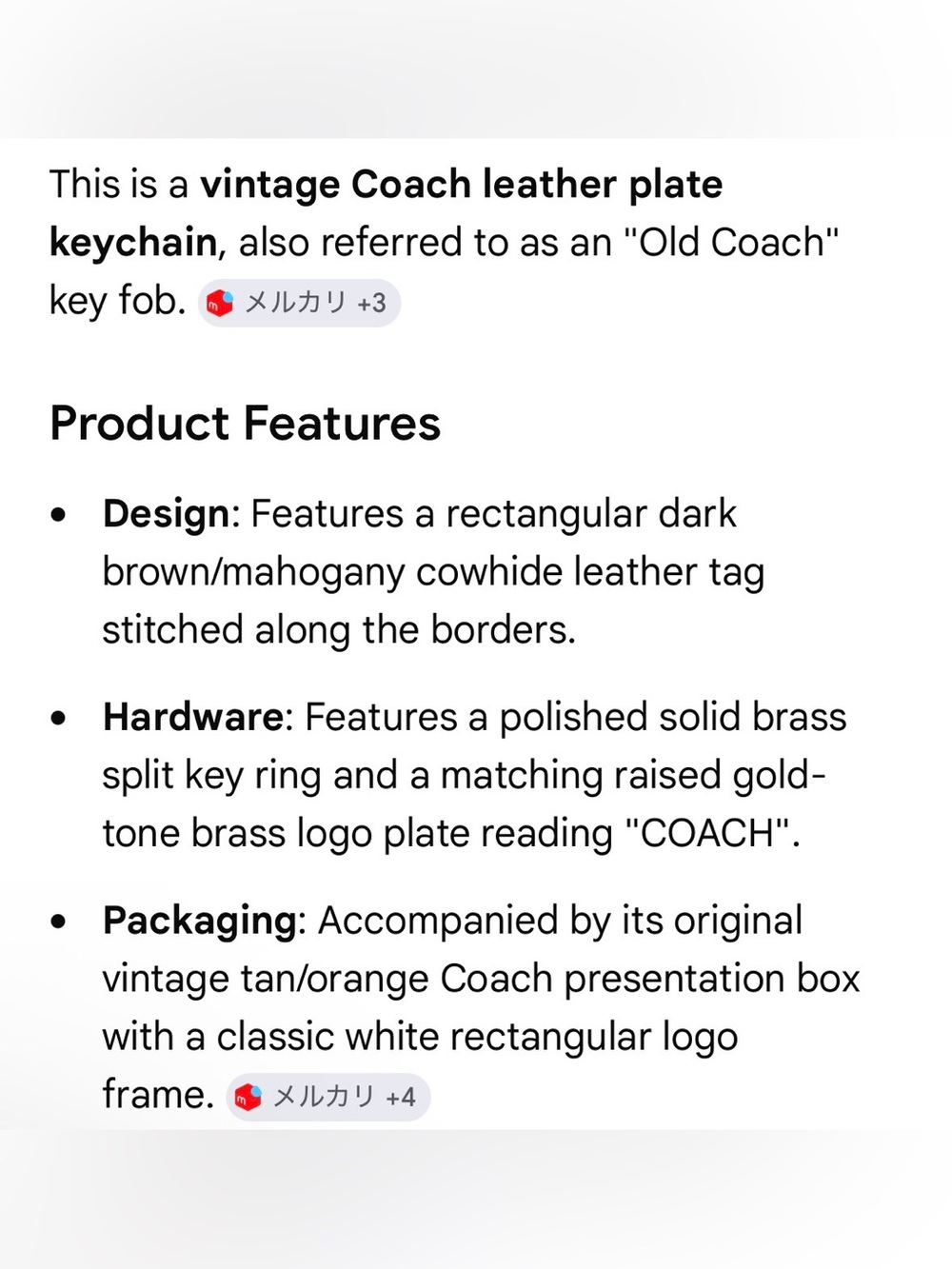 COACH Vintage “Old Coach” Brown Leather Key Fob Keychain W/ Box - Picture 7 of 7